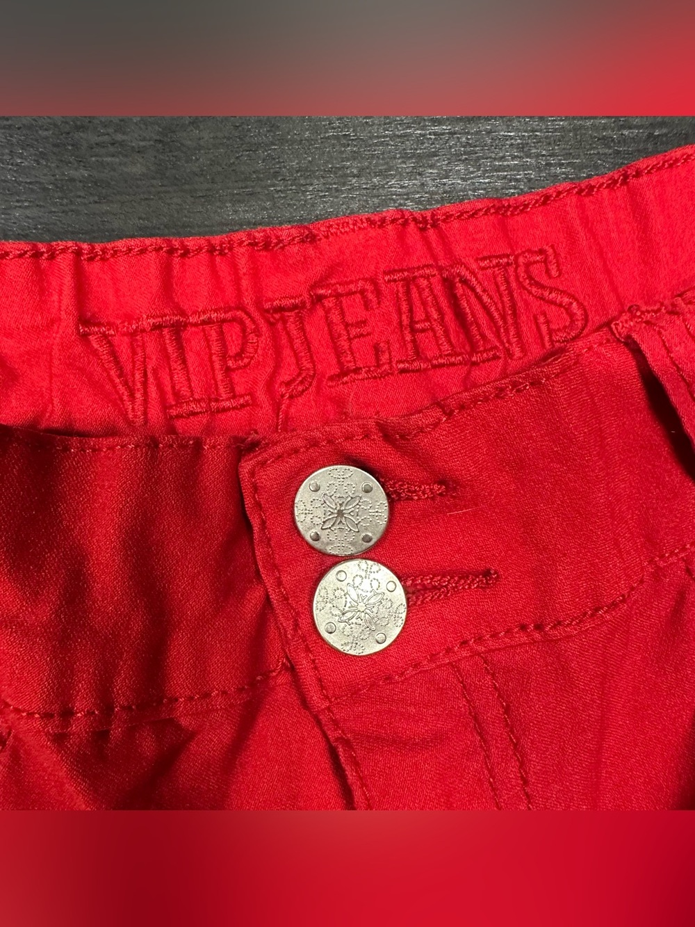 VIP Jeans Red Stretchy Skinny Jeans Size 15/16 - Picture 5 of 6